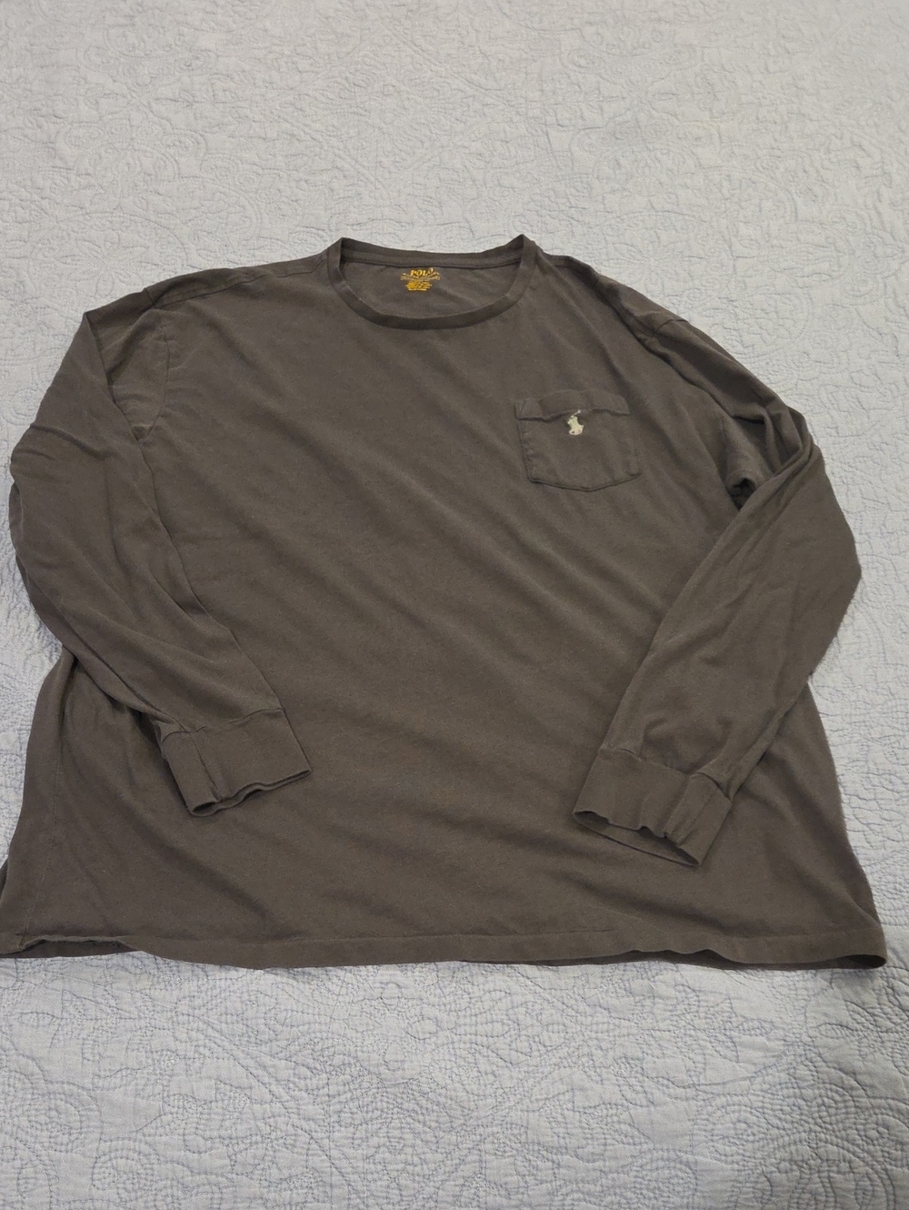 Ralph Lauren Men's Long Sleeve Pocket Shirt in Gray Size XL!